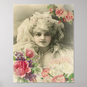 Póster Novia Vintage con Rosas