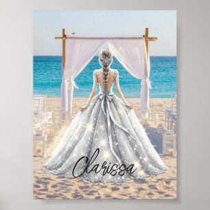 Póster Novia Wedding Day Beach Wedding Fancy Gown Bridal