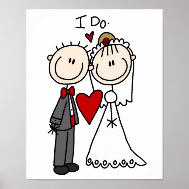Póster Novia y Groom Stick Figures Boda (Frente)