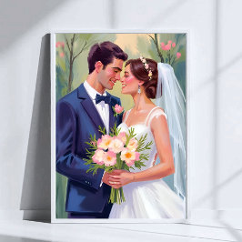 Póster Novia y Novio | Acuarela de recién casados