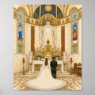 Póster Novia y Novio de Boda Católica en la Iglesia 
