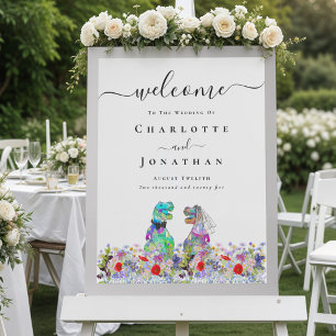 Póster Novia y Novio Dinosaurio Bodas Personalizadas de B