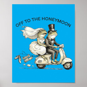 Póster Novia y Novio Divertido Luna de Miel Pareja Recién