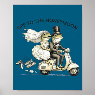 Póster Novia y novio divertidos en luna de miel pareja de