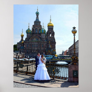 Póster Novia y novio en San Petersburgo, Rusia, Iglesia