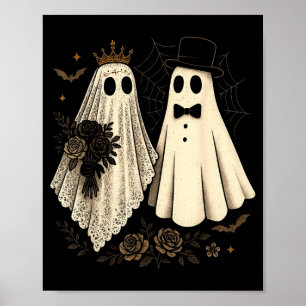 Póster Novia y Novio Fantasmales Espeluznantes Boda de Ha