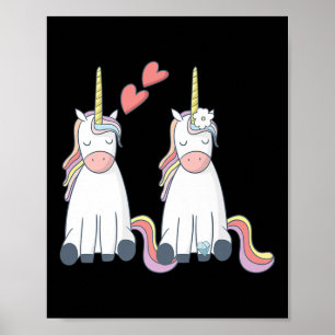 Póster Novia y Novio Unicornio Lindos Enamorados Premium
