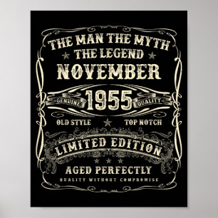 Póster Noviembre 1955 Cumpleaños 70 Para Hombres 70 Años