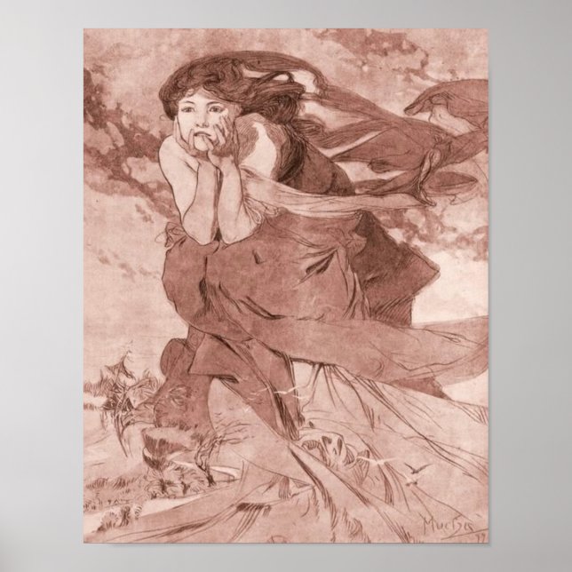 Póster Noviembre Art Nouveau Alphonse Mucha (Frente)