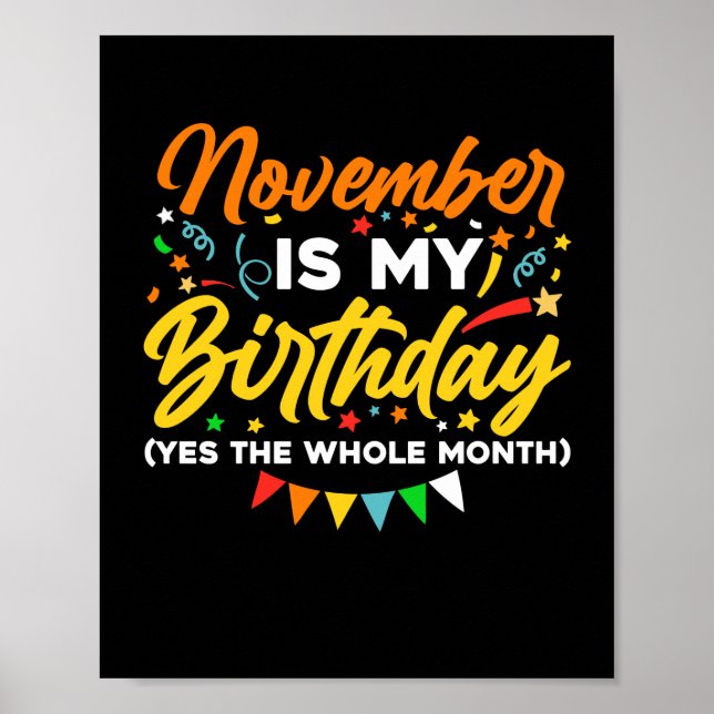 Póster Noviembre Es Mi Cumpleaños Todo El Mes Noviembre B (Frente)