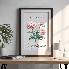 Póster Noviembre Mes de Nacimiento Chrysanthemum Floral