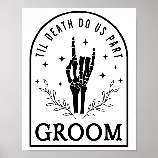 Póster Novio Esposa Esqueleto Gótico Halloween Compromiso (Frente)