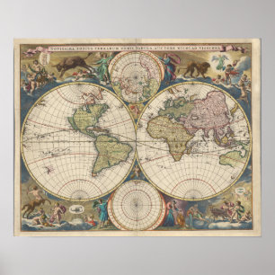 Póster Novissima Totius Terrarum Orbis Tabula