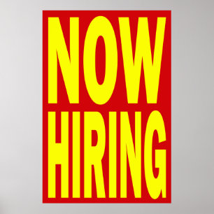 PÓSTER NOW HIRING RETAIL POSTER SIGN