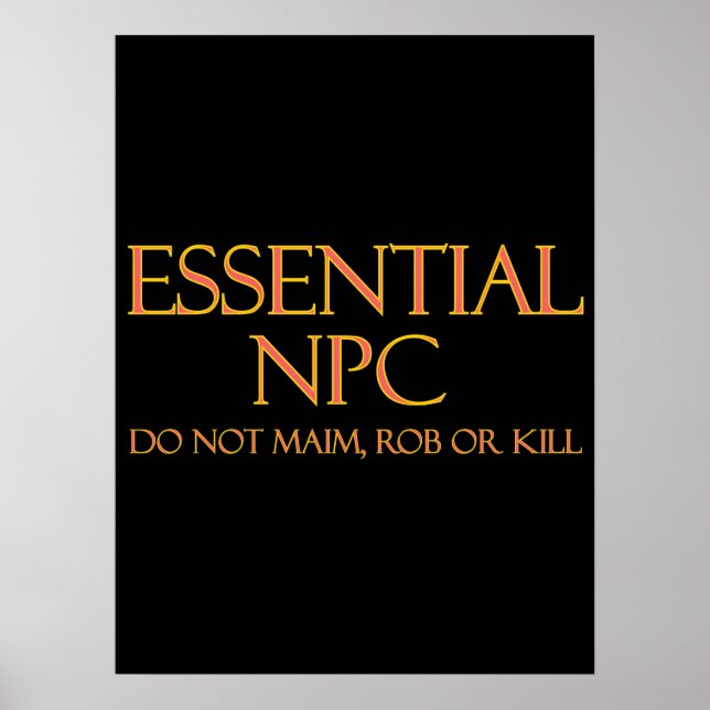 Póster NPC esencial No maim Rob ni matar RPG divertidos (Frente)