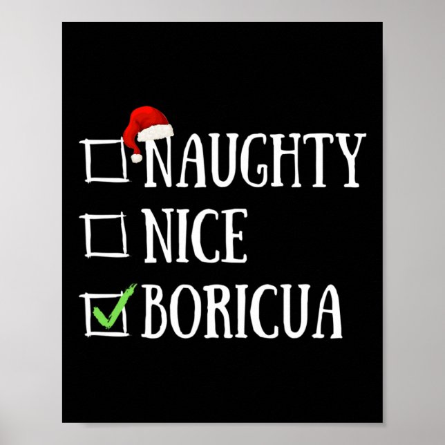 Póster Ntrina Niza Boricua Funny Puerto Rico Santa Hat C (Frente)