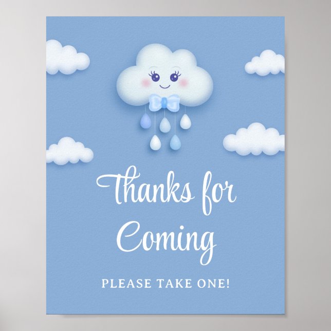 Póster Nube azul pálido nueve niños gracias por venir (Frente)