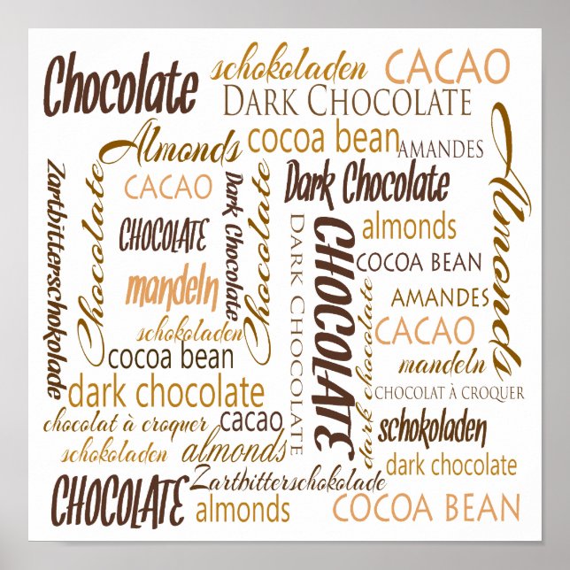 Póster Nube de chocolate, almendras y chocolate negro (Frente)