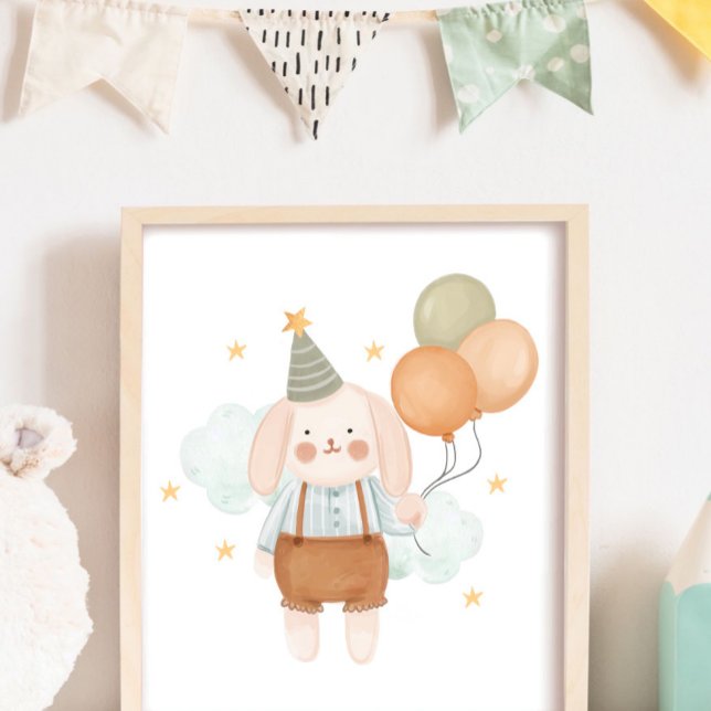 Póster Nube de conejo blanco y estrellas de guardería par (Subido por el creador)