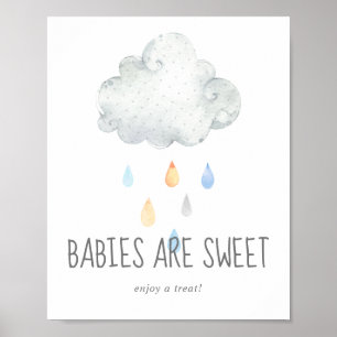 Póster Nube de lluvia Los bebés son dulces Disfruten de u