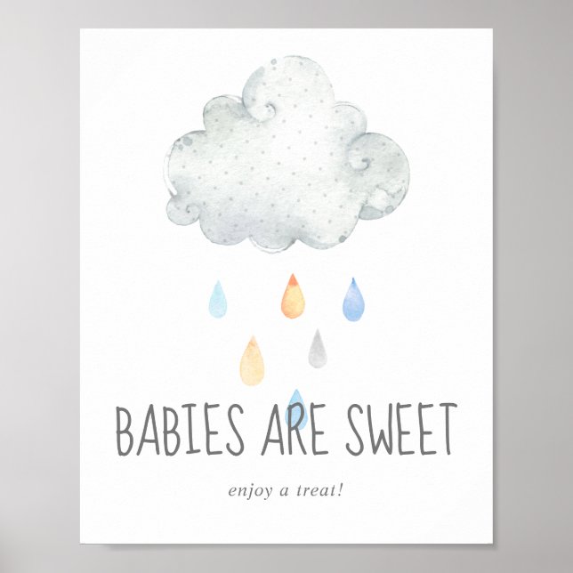 Póster Nube de lluvia Los bebés son dulces Disfruten de u (Frente)