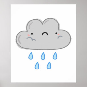Póster Nube de lluvias de Kawaii