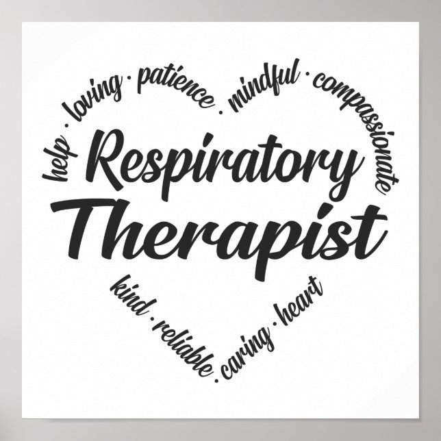 Póster Nube de Palabra Cardíaca Terapéutica Respiratoria (Frente)