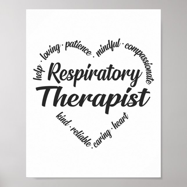 Póster Nube de Palabra Cardíaca Terapéutica Respiratoria (Frente)