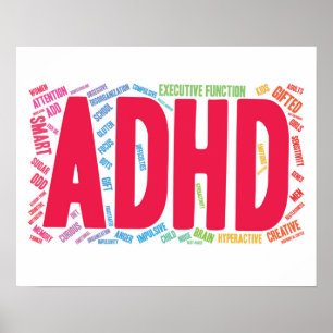 Póster nube de palabras ADHD