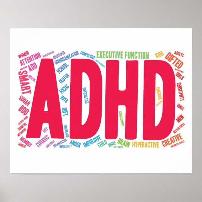 Póster nube de palabras ADHD (Frente)