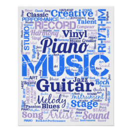 Póster Nube de palabras de amante de la música músico