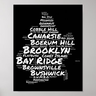 Póster Nube de palabras de barrios de Brooklyn Nueva York