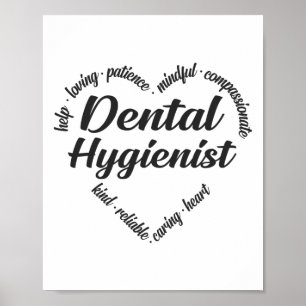Póster Nube de Palabras de Corazón Higiénico Dental