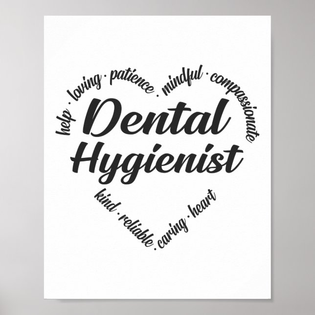 Póster Nube de Palabras de Corazón Higiénico Dental (Frente)