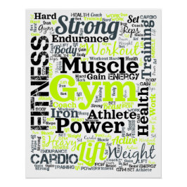 Póster Nube de palabras de entrenamiento fuerte en el gim