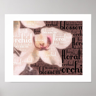 Póster Nube de palabras de flor de orquídea