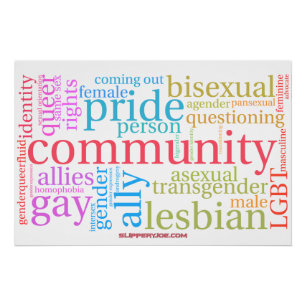 Póster nube de palabras de la comunidad arcoíris LGBTQ+ d