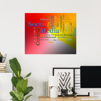 Póster Nube de palabras de medios sociales motivacionales