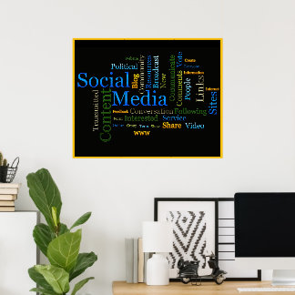 Póster Nube de palabras de medios sociales motivacionales