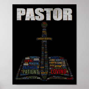 Póster Nube de palabras de ministro cristiano Iglesia Pas