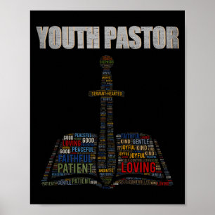 Póster Nube de palabras de ministro cristiano Pastor juve