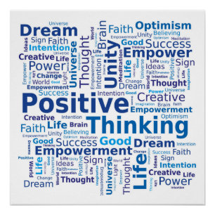 Póster Nube de palabras de pensamiento positivo - Azul