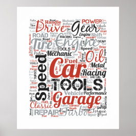 Póster Nube de palabras para entusiastas de automóviles