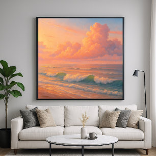 Póster Nube del Mar al Atardecer - Estilo de Pintura Past