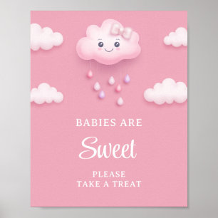 Póster Nube rosa pastel suave nueve bebés chicas son dulc