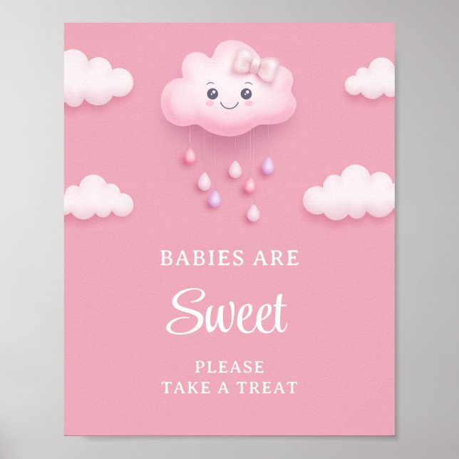 Póster Nube rosa pastel suave nueve bebés chicas son dulc (Frente)