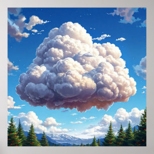 Póster Nube sobre un paisaje montañoso escénico