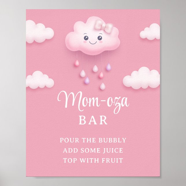 Póster Nube suave blanca y suave nueve bar rosa pálido Ma (Frente)