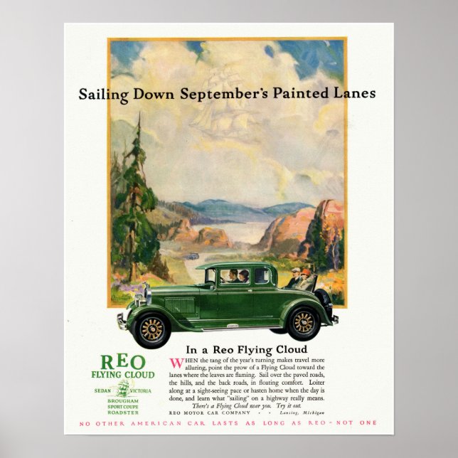Póster Nube voladora de Green Car de los años 1920 (Frente)