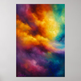 Póster Nubes abstractas de colores vívidos
